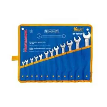 Набор комбинированных ключей KRAFT KT 700554, 6-22 мм, 12 предметов, в сумке