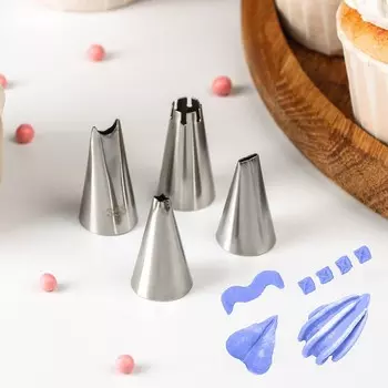 Набор кондитерских насадок «Редкая коллекция», 4 шт, 1,8×3,5 см