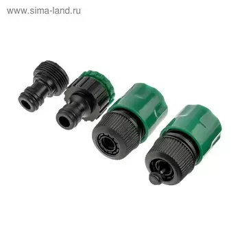 Набор коннекторов, d=1/2" (12 мм), 4 шт., 2 штуцера, 2 коннектора, Greengo
