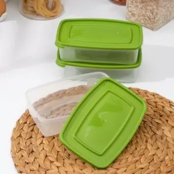 Набор пищевых контейнеров Полимербыт «Каскад», 3 шт., 700 мл, пластик, прозрачные, крышка МИКС