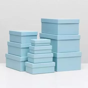 Набор коробок 10 в 1 30,5 х 20 х 13 - 12 х 6,5 х 4 см Голубой