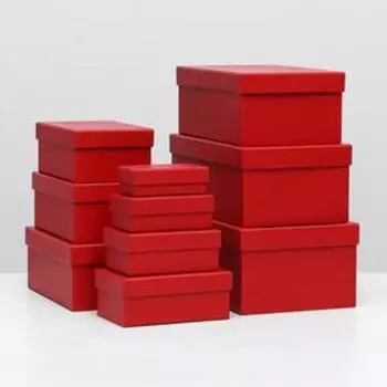 Набор коробок 10 в 1 30,5 х 20 х 13 - 12 х 6,5 х 4 см Красный