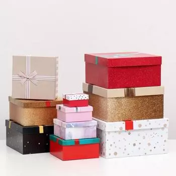 Набор коробок 10 в 1 "Банты", 25,5 х 25,5 х 13 - 7 х 7 х 4 см