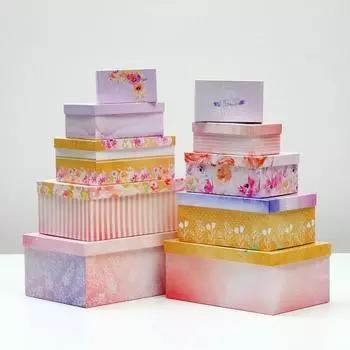 Набор коробок 10 в 1 "Цветы", 30,5 х 20 х 13 - 12 х 6,5 х 4 см