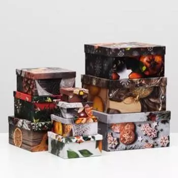 Набор коробок 10 в 1 "Мандарины", 25,5 х 25,5 х 13 - 7 х 7 х 4 см