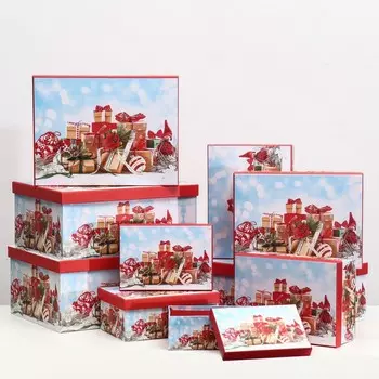 Набор Коробок 10 в 1 "Подарочки" 37,5 х 29 х 16 - 19 х 13 х 7.5 см