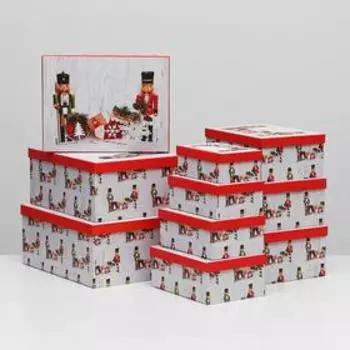 Набор коробок 10 в 1 прямоугольный "Солдатики" 37,5 х 29 х 16 - 19 х 13 х 7 см