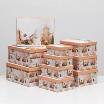 Набор коробок 10 в 1 прямоугольный "Гном" 37,5 х 29 х 16 - 19 х 13 х 7 см