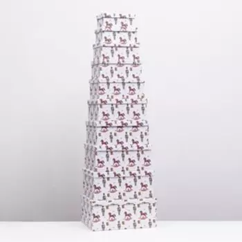 Набор коробок 10 в 1 прямоугольный "Оловянный солдатик" 37,5 х 29 х 16 - 19 х 13 х 7 см