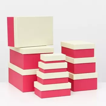 Набор коробок 10 в 1,"Радуга" розовый, 12.9x7.4x4.5-31.4x20.9x13.5 см