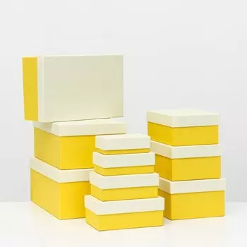 Набор коробок 10 в 1, "Радуга" желтый, 12.9 x 7.4 x 4.5-31.4 x 20.9 x 13.5 см