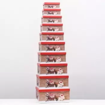 Набор Коробок 10 в 1 "Сани" 37,5 х 29 х 16 - 19 х 13 х 7.5 см