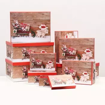 Набор Коробок 10 в 1 "Сани" 37,5 х 29 х 16 - 19 х 13 х 7.5 см