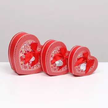 Набор коробок 3 в 1 сердца, Just For You, красный, 21 х 19 х 9 - 15.5 х 14 х 6 см