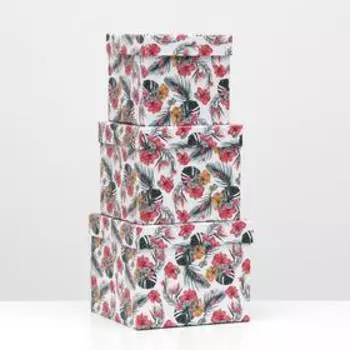 Набор коробок 3 в 1, "Букет", 20.5 x 20.5 x 16.5 - 15.5 x 15.5 x 14.5 см