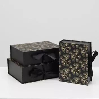 Набор коробок 3 в 1, "Черная шкатулка", 30.3 x 21.5 x 10.2 - 24.3 x 17.5 x 8.2 см