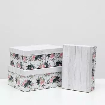 Набор коробок 3 в 1, "Цветы", 28 x 20 x 11.5 - 24 x 16 x 9 см