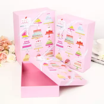 Набор коробок 3 в 1 "Десерт", розовый, 29 х 21 х 9 - 26 х 18 х 6 см