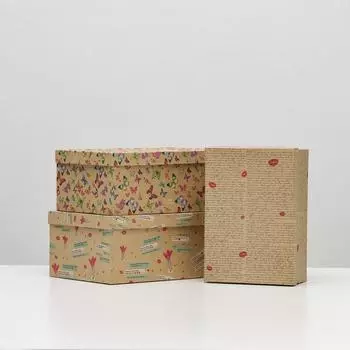 Набор коробок 3 в 1 "Послание 2", 30,5 х 20 х 13 - 26 х 17,5 х 11 см