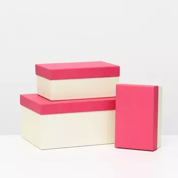 Набор коробок 3 в 1 "Радуга" розовый, 18,4 х 11,9 х 7,5-31,4 х 20,9 х 13,5 см