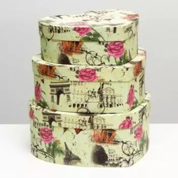 Набор коробок 3 в 1, "Сердца", 24 x 21 x 9.8 - 19 x 16.5 x 6.8 см