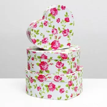 Набор коробок 3 в 1, "Сердца", 24 x 21 x 9.8 - 19 x 16.5 x 6.8 см