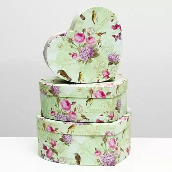 Набор коробок 3 в 1, "Сердца", 24 x 21 x 9.8 - 19 x 16.5 x 6.8 см