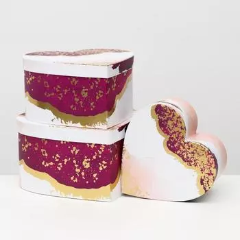 Набор коробок 3 в 1 "Сердца" , 29 x 28 x 16-23 x 22 x 12 см