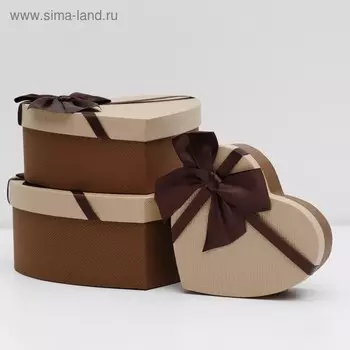 Набор подарочных коробок 3 в 1 Сердца, коричневый, 21199 - 15.5146 см