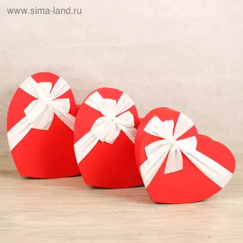 Набор коробок 3 в 1 «Сердце», с бантом, красный, 31 х 28 х 13,5 - 23 х 20 х 10,5 см