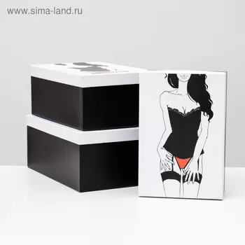 Набор коробок 3 в 1 "Страсть", черный, 30,5 х 20 х 13 - 26 х 17,5 х 11 см