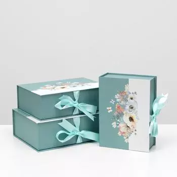 Набор коробок 3 в 1, зеленый, 30.3 x 21.5 x 10.2 - 24.3 x 17.5 x 8.2 см