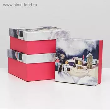 Набор коробок 3 в 1 "Зимние вечера", 19 х 19 х 9,5 - 15,5 х 15,5 х 6,5 см