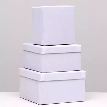 Набор коробок 3в1 "Бархат белый" 23х23х13 см