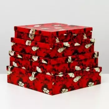 Набор коробок 4 в 1 "Белый шиповник", 32 х 32 х 8 - 26 х 26 х 5 см