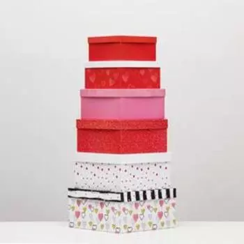 Набор коробок 6 в 1 "Признание в любви", 25,5 х 25,5 х 13 - 16 х 16 х 8 см
