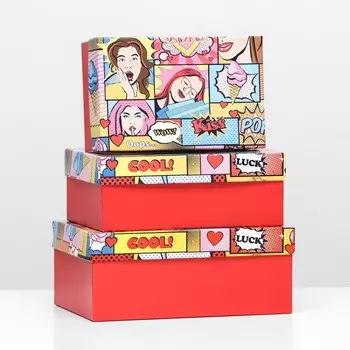 Набор коробок №74 3 в 1 комиксы 23х16х9,5 - 19х12х6,5см