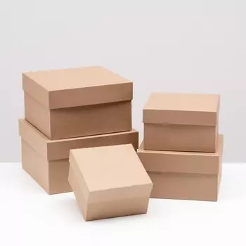 Набор коробок крафт 5 в 1, 22 х 22 х 12 см - 14 х 14 х 8 см