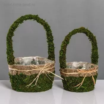 Набор корзин, 2 шт, из травы, 1:20.5X20.5X12.5/32 см, 2:16.5X16.5X11/27 см