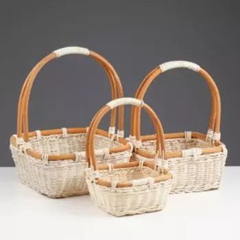 Набор корзин плетёных, 3 шт., 27279/30 см, 23238/25 см, 20207/20 см, ротанг