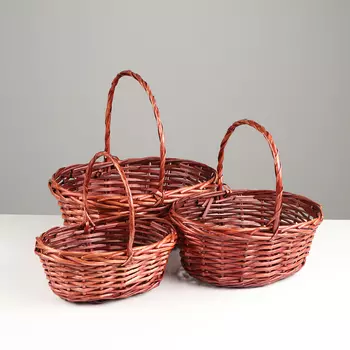 Набор корзин плетёных, 3 шт., 383014 см, 332512 см, 282011 см, ива, коричневый