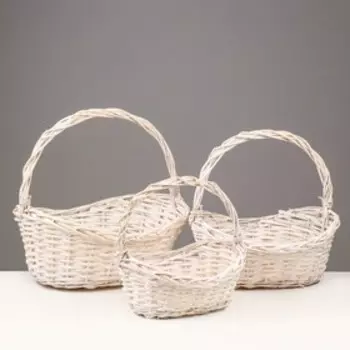 Набор корзин плетеных, 3 шт, 42x30x17/13x36 см, белый