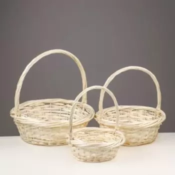 Набор корзин плетеных, 3 шт, 43x15x43 см, белый