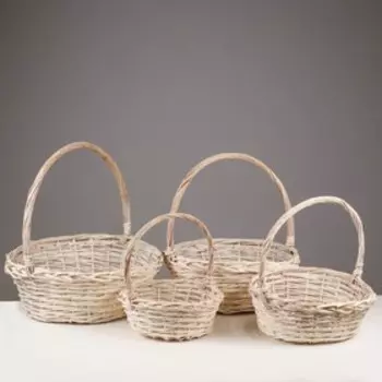Набор корзин плетеных, 4 шт, 50x18x50 см, белый