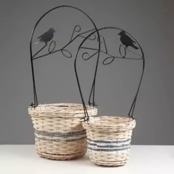 Набор корзин плетеных, ива, 2 шт, 29х29х19х57, 22x22x16x50 см, натуральный