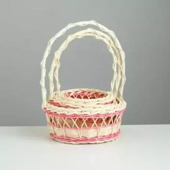 Набор корзин плетеных из 3-х D20 H 8/27; D17 H 7 H 25; D13 H 6 H 21 см.(ротанг)