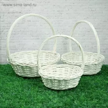 Набор корзин «Плетёнка», 3 шт, 3813/41 см, 3411/38 см, 309/34 см, ива