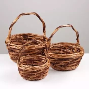 Набор корзин плетёных, 3 шт, 30x14xH30см, натуральный