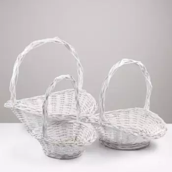 Набор корзин плетёных, 3 шт, 52x47x21/19x42 см, белый
