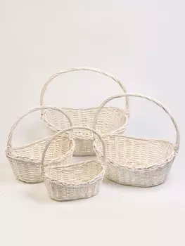 Набор корзин плетёных, 4 шт., 493718 см, 433216 см, 372615 см, 312013 см, ива, серый